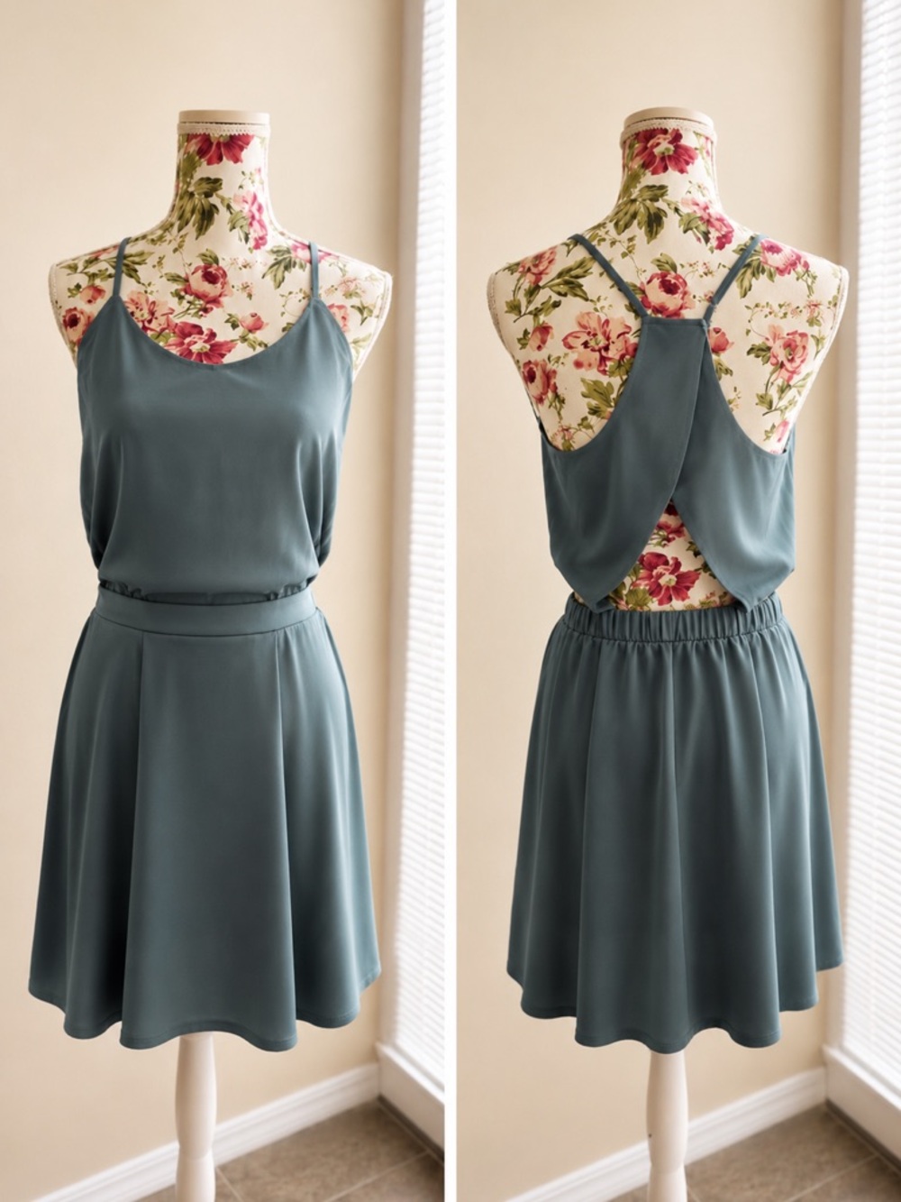 NWT Halara Women’s Teal Open Back Fit & Flare Dress Size Small D287